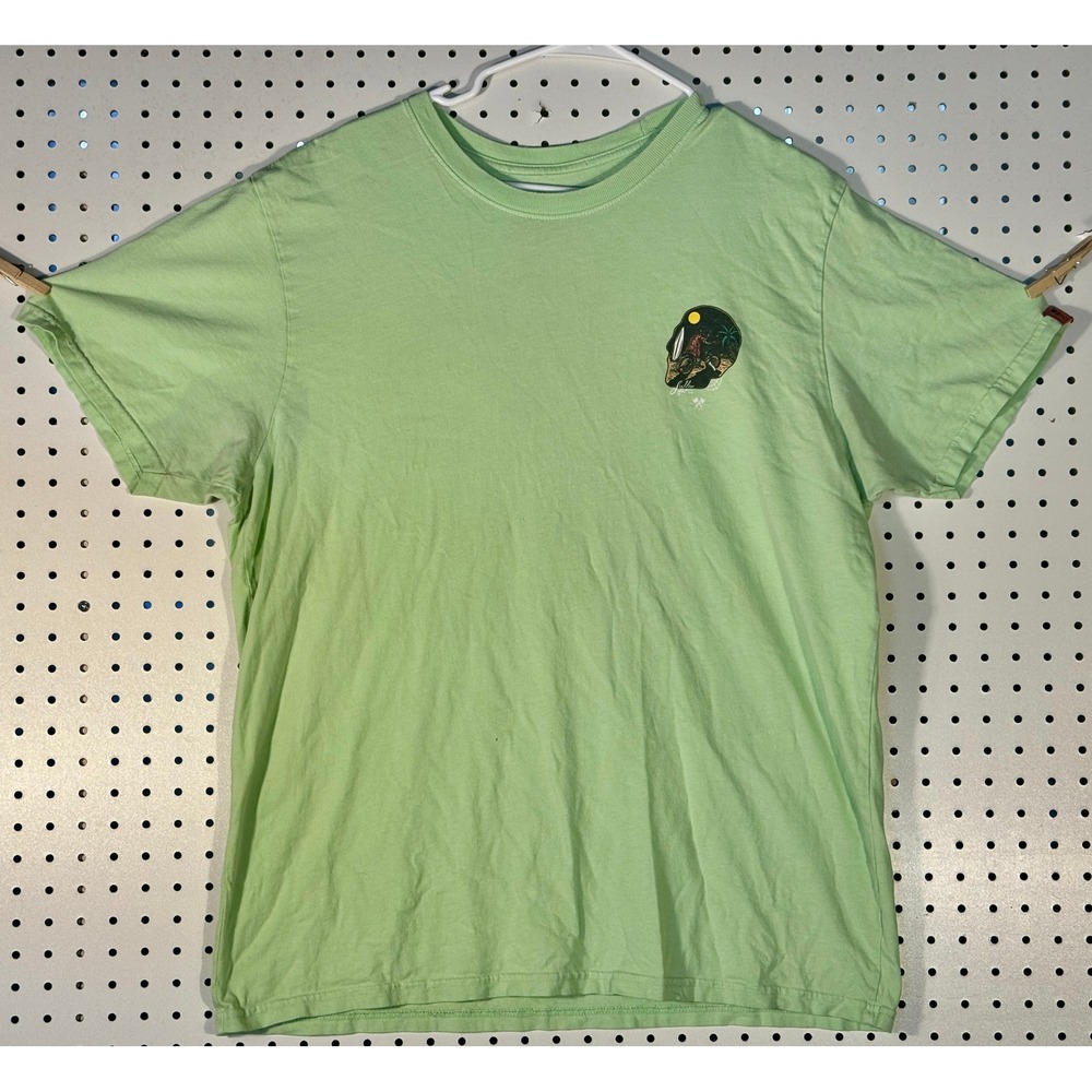Sullen Art Collective Men XL Green Surf Skeleton Skull Graphic T-Shirt Premium